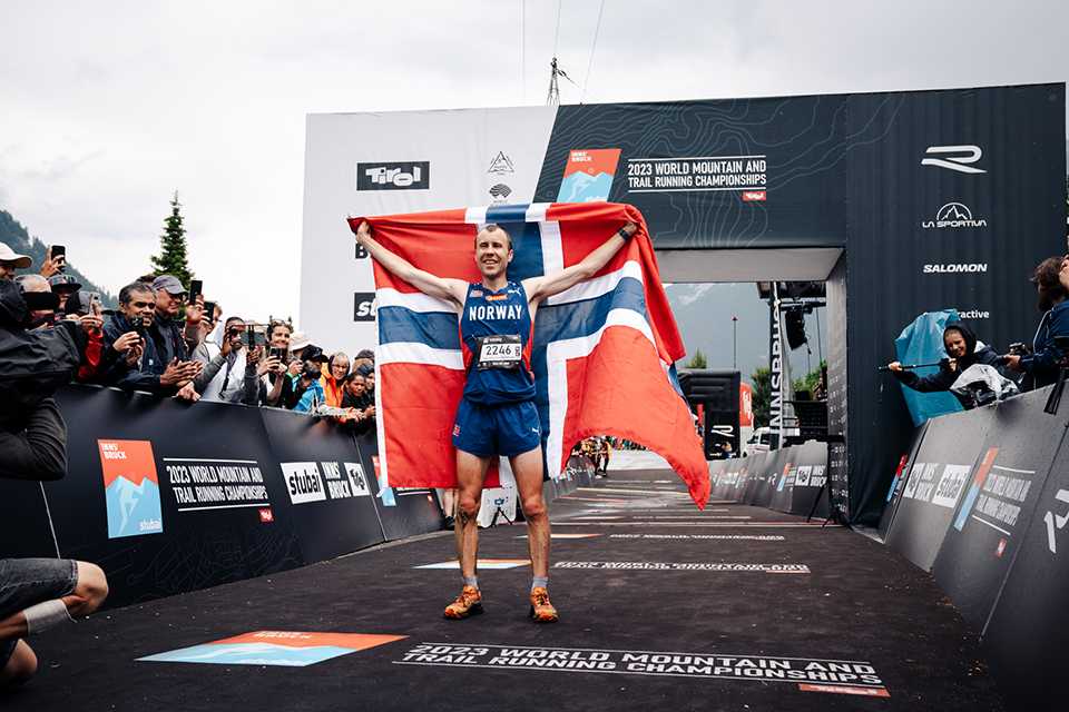 Stian Hovind Angermund, Trail Run WM Innsbruck-Stubai, Norwegen Flagge.